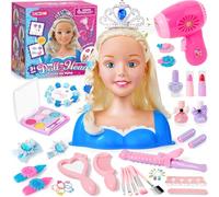 Lot de 52 jouets de coiffure pour enfants avec kit de salon de coiffure, accessoires de beauté, jouets de maquillage, cadeaux de Noël et d'anniversaire pour filles de 3, 4, 5, 6 ans
