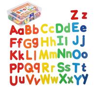 Lot de 52 lettres de l'alphabet en bois colorées avec boîte rangement en plastique. Jouets éducatifs préscolaires pour tout-petits, garçons et filles. Apprentissage l'alphabet pour tout-petit