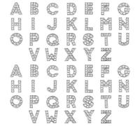 Lot de 52 lettres de l'alphabet en strass de 8 mm - Lettres de l'alphabet coulissantes en cristal pour la fabrication de bracelets, de bijoux, de mallette (argenté)