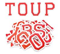 Lot de 52 patchs à repasser avec lettres de l'alphabet A à Z en feutre, lettres en tissu à coudre pour vêtements, chapeaux, sacs, chaussettes, accessoires de bricolage (rouge)