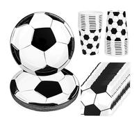 Lot de 52 Pièces de Vaisselle, Assiette Anniversaire Football Les Amateurs de Football Enfants Fête Assiettes en carton Serviette Gobelets pour D'enfant pour 16 Personnes