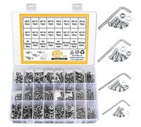 Lot de 520 vis à six pans creux M3 M4 M5 M6 en acier inoxydable Vis filetées avec écrous, assortiment de vis de machine avec rondelles (argenté)