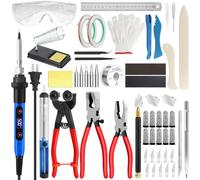 Lot de 53 outils de coupe pour vitrail avec pince à couper, pince à briser pour alimentation en huile, fer à souder 80 W, fil à souder
