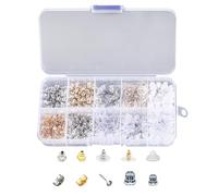 Lot de 530 boucles d'oreilles avec 10 boîtes de rangement, 10 types de boucles d'oreilles, arrière en silicone souple, bouchons papillons, boules argentées et dorées