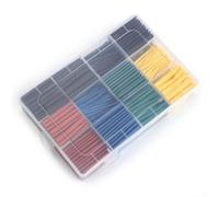Lot de 530 gaines thermorétractables en polyoléfine - Assortiment de manchons ignifuges - Rapport 2:1 - Noir, rouge, bleu, jaune, vert (A)