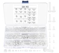 Lot de 530 Vis, Écrous et Rondelles en Nylon - Tête Plate Cruciforme Ronde et Hexagonale - Métriques M2/M2.5/M3/M4/M5/M6