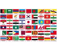 lot de 54 Autocollants ASIE différents drapeaux de pays et territoires en ASIE