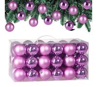 Lot de 54 Boules de Noël en Plastique Robuste Décoration de Noël intérieur extérieur Décoration pour Sapin Rose