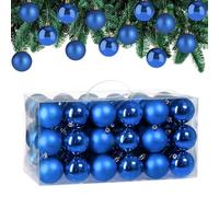 Lot de 54 Boules de Noël en Plastique Robuste Décoration de Noël intérieur extérieur Décoration pour Sapin Bleu