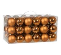 Lot de 54 boules de Noël en plastique robuste Décoration de Noël intérieur extérieur Décoration pour sapin brun cuivre