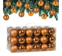 Lot de 54 Boules de Noël en Plastique Robuste Décoration de Noël intérieur extérieur Décoration pour Sapin Brun cuivre