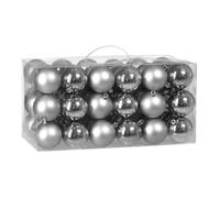 Lot de 54 boules de Noël en plastique robuste Décoration de Noël intérieur extérieur Décoration pour sapin argent