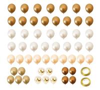 Lot de 54 Décorations de Ballons Avec 2 Rouleaux de Ruban Doré, Beige-Marron - Décoration d'Anniversaire d'Automne et de Fête Prénatale