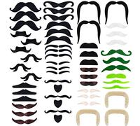 Lot de 54 fausses moustaches autocollantes épaisses pour bal masqué, fête d'anniversaire, spectacle costumé