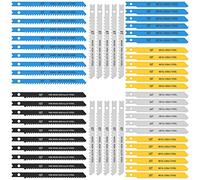 Lot de 54 Lames de Scie Sauteuse en Acier au Carbone - Différentes Tiges en U, Tranchantes et Rapides à Couper - Outil de Travail du Bois pour Couper le Bois et le Métal