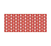 Lot de 54 mini autocollants lisses - 20 x 12 mm - Autocollants - Motif suisse - Drapeau - Bannière - Standard pour voiture, bureau, maison et école