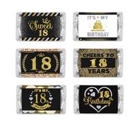 Lot de 54 mini emballages noirs et dorés pour fête d'anniversaire 18 ans