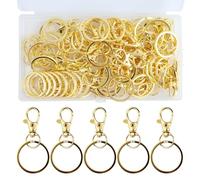 Lot de 55 anneaux porte-clés en acier inoxydable avec joint pivotant (doré)