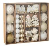 Lot de 55 Boules de Noël "Night" 38cm Blanc & Doré Or G