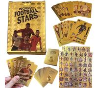Lot de 55 cartes de football à collectionner en feuille d'or 2025 Champions Premier League - Cartes de football européennes pour fans et collectionneurs