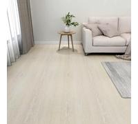Lot de 55 dalles de sol autocollantes en PVC - 5,11 m² - Blanc et beige - Pour l'intérieur - Rectangulaire avec bords lisses - Installation facile à monter soi-même - Surface facile d'entretien
