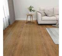 Lot de 55 dalles de sol autocollantes en PVC de 5,11 m², marron, rectangulaires avec bords lisses pour des intérieurs modernes, installation facile à faire soi-même et nettoyage facile d'entretien.