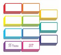 Lot de 55 étiquettes magnétiques réutilisables effaçables à sec avec cadre arc-en-ciel en 11 couleurs pour tableaux blancs, casiers, réfrigérateur, école, bureau, maison (chacun mesure 5,1 x 2,5 cm)