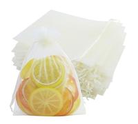 Lot de 55 grands sachets en organza beige de 13 x 18 cm - Sachets cadeaux avec cordon de serrage - Sacs à bijoux transparents - Sacs à bijoux en organza pour mariage - À remplir de cadeau de bonbons