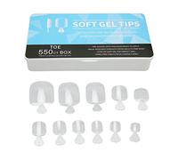Lot de 550 faux ongles transparents et respirants, ultra-fins, de différentes tailles, avec boîte de rangement, pour nail art, mariage, bal, Halloween, Noël