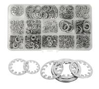 Lot de 550 rondelles de blocage dentelées à dents intérieures et externes M3 M4 M5 M6 M8 M10 M12 en acier inoxydable avec boîte de rangement rondelles de serrage pour fixation des vis