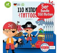 Lot De 550 Tatouages Pour Enfants-Doux Pour La Peau-Pirate-À Coller-Fête De Pirate-Petit Cadeau D'anniversaire Pour Garçons-Végétalien Et Fabriqué En Allemagne (5 X Pirates)