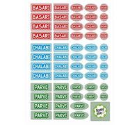 Lot de 56 autocollants de cuisine casher avec autocollants pour accessoires de cuisine juif 20 bleus Chalabi, 20 rouges basari, 16 verts parve
