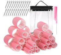 Lot de 56 bigoudis pour cheveux longs, 30 bigoudis en 5 tailles avec 24 pinces à cheveux et sac de rangement pour cheveux longs, moyens et courts