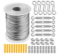 Lot de 56 câbles métalliques en acier inoxydable 304, gainés de PVC, 2 mm, câble métallique de jardin, 30 m, avec tendeur de câble M5, Tendeur