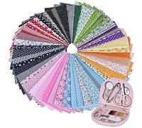 Lot de 56 tissus en coton - 25 x 25 cm - Pour patchwork - Avec boîte à coudre - Tissu en coton au mètre - Pour bricolage, patrons de couture faits à la main