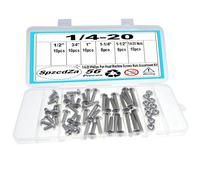 Lot de 56 vis à métaux à tête cylindrique cruciforme 1/4-20 x 1/2", 1/4", 1-1/2", filetage grossier, entièrement fileté à la machine, acier inoxydable 304