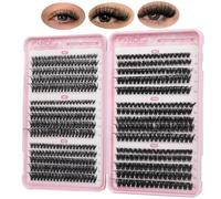 Lot de 560 extensions de cils individuels - Courbure D - Extensions de cils naturels duveteux - Extensions de cils volumineux à faire soi-même pour débutants (40D + 50D + 60D + 80D + 100D + 120D)
