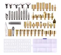 Lot de 57 accessoires punte per penna a legna set accessori per la combustione del legno con stencil Scatola trasparente per penna pirografica Goffratura in legno Intaglio Artigianato fai da te