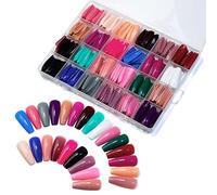 Lot de 576 faux ongles carrés moyens à presser - Couverture complète - Ongles artificiels - Pointe acrylique - 12 tailles - Pour femme