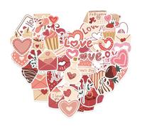 Lot de 58 Autocollants en Forme de Cœur, Autocollants D'amour, DIY Décoratio Autocollant en Forme de Cœur, Avec Roses et Fleurs en Forme de Cœur, pour Saint Valentin Anniversaire Mariage Décoration