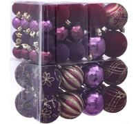 Lot de 58 boules de Noël floquées 3 4 6 cm Violet | Luxueux pour une texture douce, des détails européens complexes, un charme ornemental classique, une sensation festive