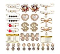 Lot de 58 épingles à nourrice en perles et strass pour chaussettes, accessoires de chaussettes, pinces à col cardigan, serre-taille pour écharpes, châles, chaussures