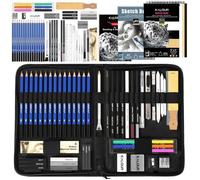 Lot de 58 kits de dessin, fournitures de croquis avec carnet de croquis 3 couleurs, carnet de croquis A5
