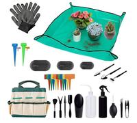 Lot de 58 outils de jardinage avec sac à main, tapis de pot de fleurs d'intérieur de 60 cm, accessoires de transplantation de plantes succulentes