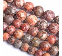 Lot de 58 perles d'espacement en jaspe léopard rouge de 6 mm en vrac pour la fabrication de bijoux et accessoires de bracelets (uk9, 11322)