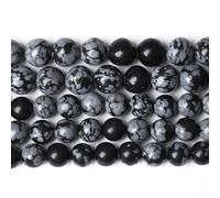 Lot de 58 perles d'espacement en obsidienne flocon de neige en pierre naturelle pour la fabrication de bijoux et bracelets 6 mm