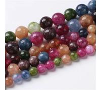 Lot de 59 à 63 perles rondes en pierre d'agate naturelle onyx pour la fabrication de bijoux, bracelets et accessoires - Tourmaline colorée de 6 mm