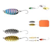 Lot de 59 leurres de pêche, boîte pêche à la Mouche, hameçons Simples, Paillettes, leurres VIB, lanceurs, goupilles et Anneaux, Micro appâts Toutes Couches d’Eau, pour Black Bass, Truite, Saumon,