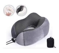 Lot de 5PCs Coussin de Voyage Qumox Oreiller de Voyage gris, Oreiller Cervical Memoire Forme Coussin Tour de Cou pour Avion, Voiture, Train, Bureau gris G