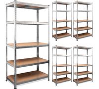 Deuba Lot de 5X Étagère Charge Lourde métallique 180x90x40cm 5 Plateaux MDF modulables Max. 875 kg par étagère de Rangement Garage Atelier Outils